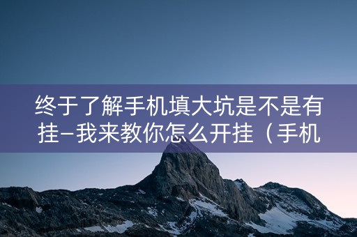 终于了解手机填大坑是不是有挂—我来教你怎么开挂（手机填大坑怎么能赢）