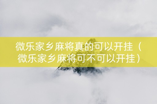 微乐家乡麻将真的可以开挂（微乐家乡麻将可不可以开挂）