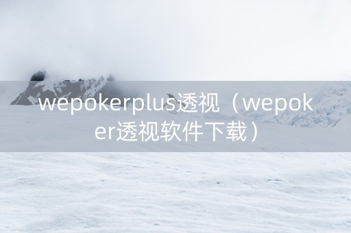 wepokerplus透视（wepoker透视软件下载）