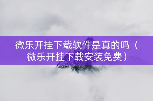 微乐开挂下载软件是真的吗（微乐开挂下载安装免费）