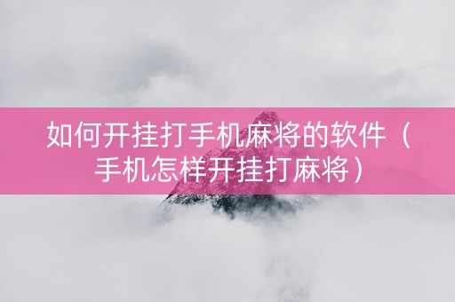 如何开挂打手机麻将的软件（手机怎样开挂打麻将）