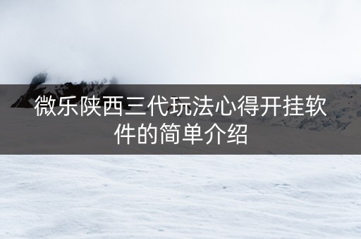 微乐陕西三代玩法心得开挂软件的简单介绍