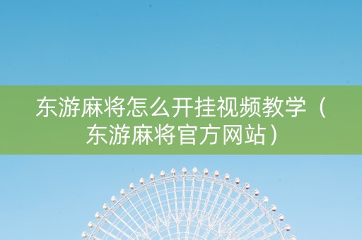 东游麻将怎么开挂视频教学（东游麻将官方网站）