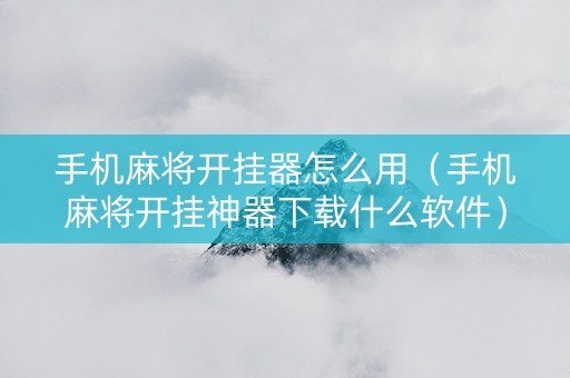 手机麻将开挂器怎么用（手机麻将开挂神器下载什么软件）