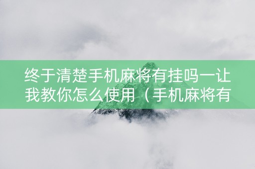 终于清楚手机麻将有挂吗一让我教你怎么使用（手机麻将有挂吗 视频教程）