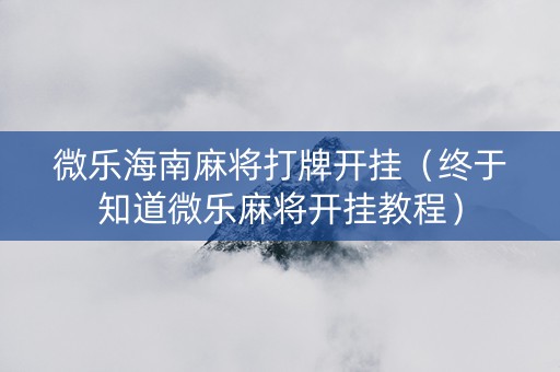 微乐海南麻将打牌开挂（终于知道微乐麻将开挂教程）