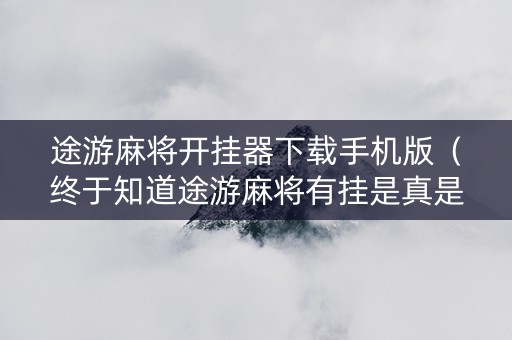 途游麻将开挂器下载手机版（终于知道途游麻将有挂是真是假）