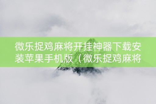 微乐捉鸡麻将开挂神器下载安装苹果手机版（微乐捉鸡麻将开挂免费软件下载）