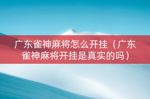 广东雀神麻将怎么开挂（广东雀神麻将开挂是真实的吗）