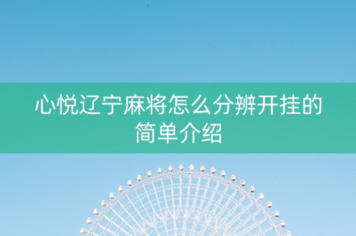 心悦辽宁麻将怎么分辨开挂的简单介绍