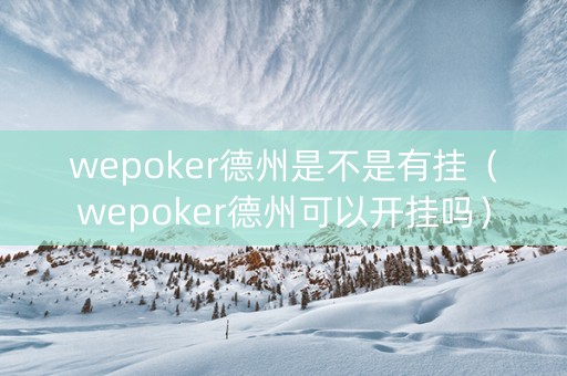 wepoker德州是不是有挂（wepoker德州可以开挂吗）