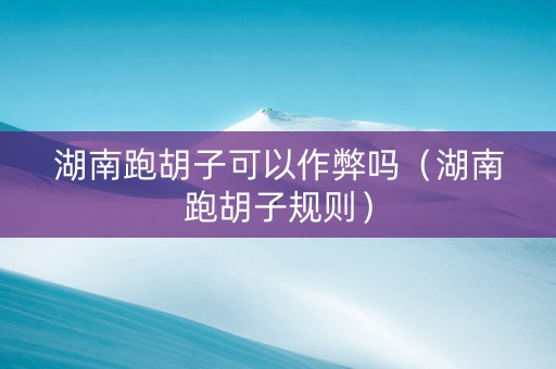 湖南跑胡子可以作弊吗（湖南跑胡子规则）