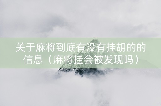 关于麻将到底有没有挂胡的的信息（麻将挂会被发现吗）