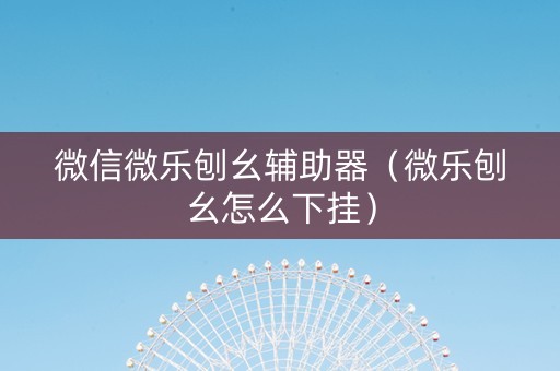 微信微乐刨幺辅助器（微乐刨幺怎么下挂）