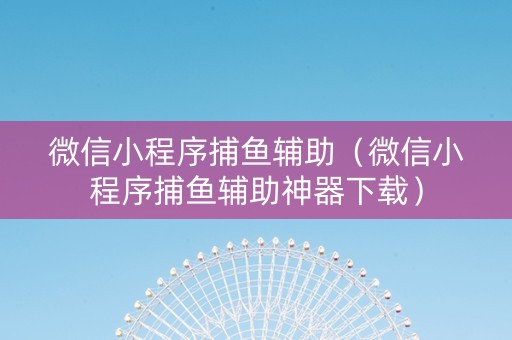 微信小程序捕鱼辅助（微信小程序捕鱼辅助神器下载）