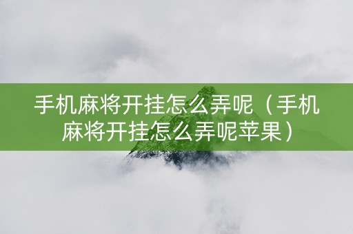 手机麻将开挂怎么弄呢（手机麻将开挂怎么弄呢苹果）