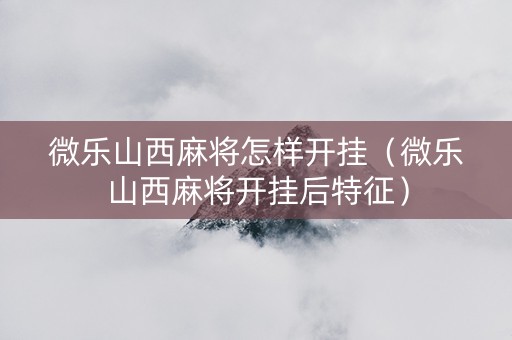 微乐山西麻将怎样开挂（微乐山西麻将开挂后特征）