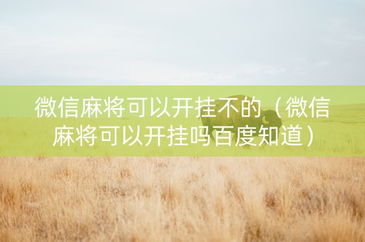 微信麻将可以开挂不的（微信麻将可以开挂吗百度知道）