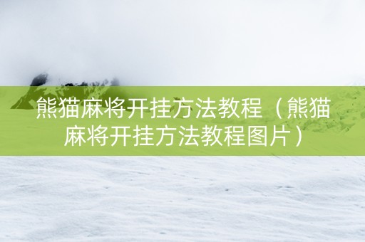 熊猫麻将开挂方法教程（熊猫麻将开挂方法教程图片）