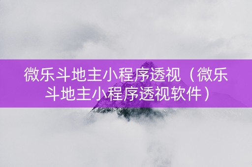 微乐斗地主小程序透视（微乐斗地主小程序透视软件）