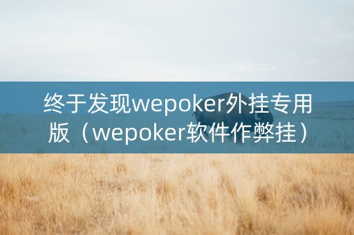 终于发现wepoker外挂专用版（wepoker软件作弊挂）