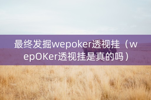 最终发掘wepoker透视挂（wepOKer透视挂是真的吗）