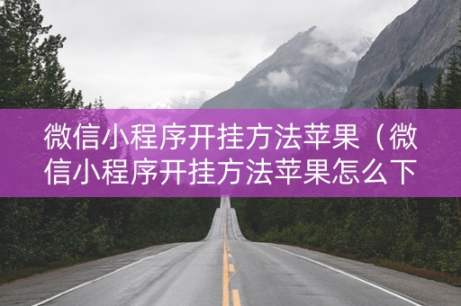 微信小程序开挂方法苹果（微信小程序开挂方法苹果怎么下载）