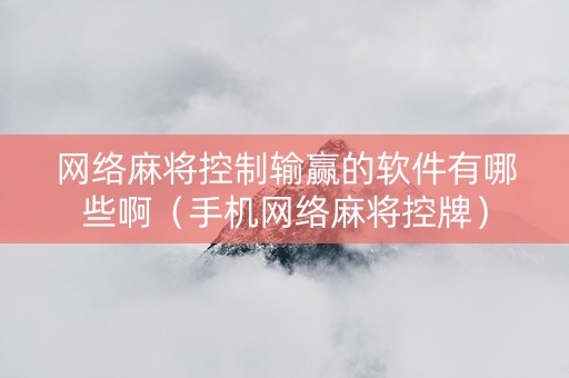 网络麻将控制输赢的软件有哪些啊（手机网络麻将控牌）