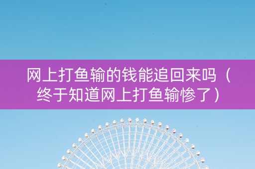 网上打鱼输的钱能追回来吗（终于知道网上打鱼输惨了）