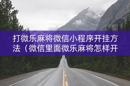 打微乐麻将微信小程序开挂方法（微信里面微乐麻将怎样开挂）