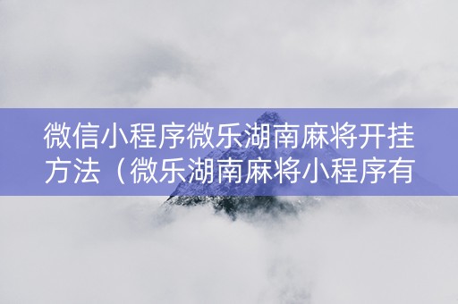 微信小程序微乐湖南麻将开挂方法（微乐湖南麻将小程序有没有挂）