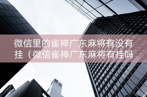 微信里的雀神广东麻将有没有挂（微信雀神广东麻将有挂吗挂是什么意思）