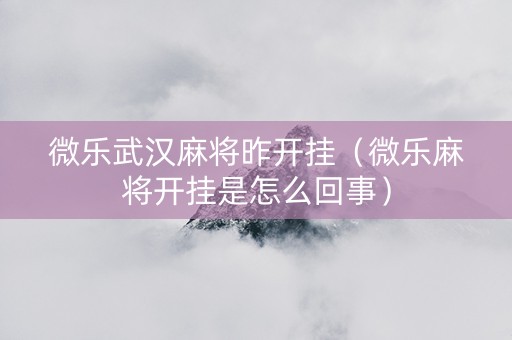 微乐武汉麻将昨开挂（微乐麻将开挂是怎么回事）