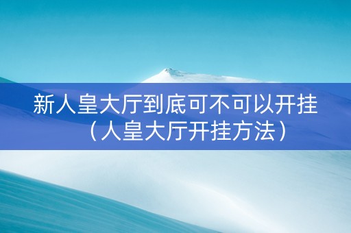 新人皇大厅到底可不可以开挂（人皇大厅开挂方法）