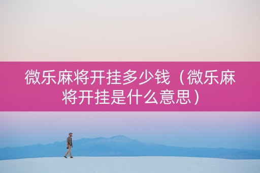 微乐麻将开挂多少钱（微乐麻将开挂是什么意思）