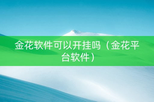 金花软件可以开挂吗（金花平台软件）