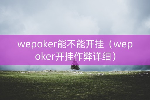 wepoker能不能开挂（wepoker开挂作弊详细）