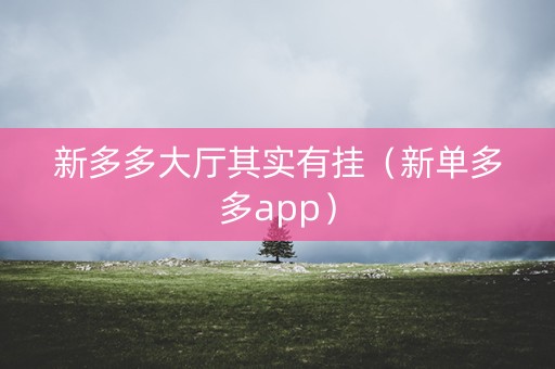 新多多大厅其实有挂（新单多多app）