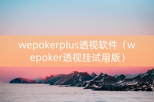 wepokerplus透视软件（wepoker透视挂试用版）