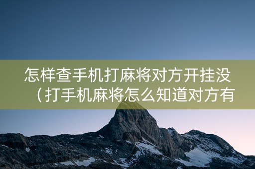 怎样查手机打麻将对方开挂没（打手机麻将怎么知道对方有没有开挂）