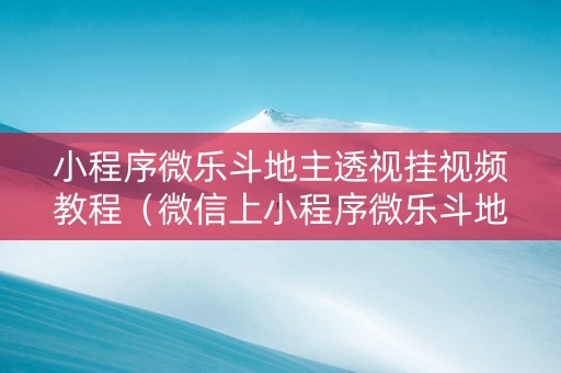 小程序微乐斗地主透视挂视频教程（微信上小程序微乐斗地主透视）