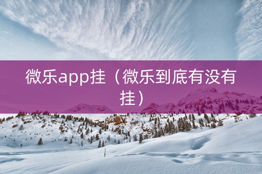 微乐app挂（微乐到底有没有挂）