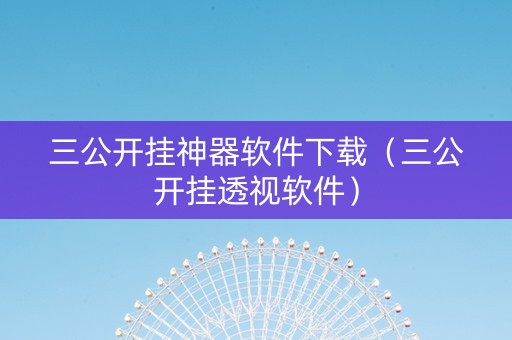 三公开挂神器软件下载（三公开挂透视软件）