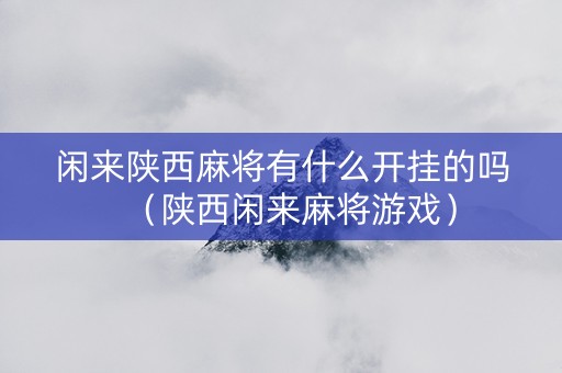 闲来陕西麻将有什么开挂的吗（陕西闲来麻将游戏）