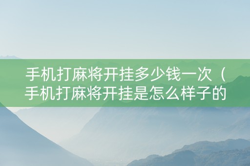 手机打麻将开挂多少钱一次（手机打麻将开挂是怎么样子的?）