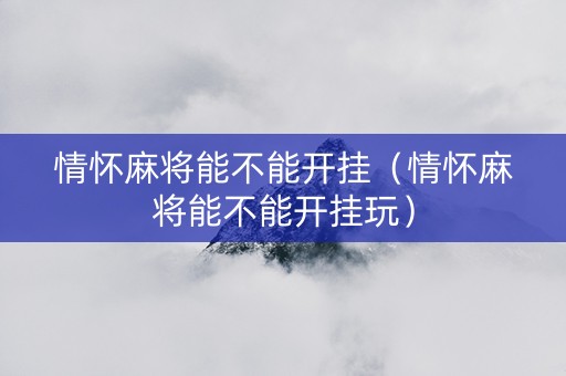 情怀麻将能不能开挂（情怀麻将能不能开挂玩）