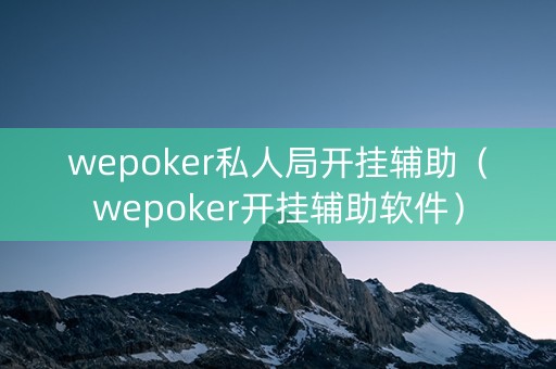 wepoker私人局开挂辅助（wepoker开挂辅助软件）