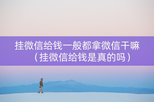 挂微信给钱一般都拿微信干嘛（挂微信给钱是真的吗）