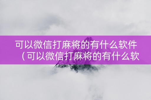 可以微信打麻将的有什么软件（可以微信打麻将的有什么软件吗）