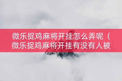 微乐捉鸡麻将开挂怎么弄呢（微乐捉鸡麻将开挂有没有人被发了钱不给软件）